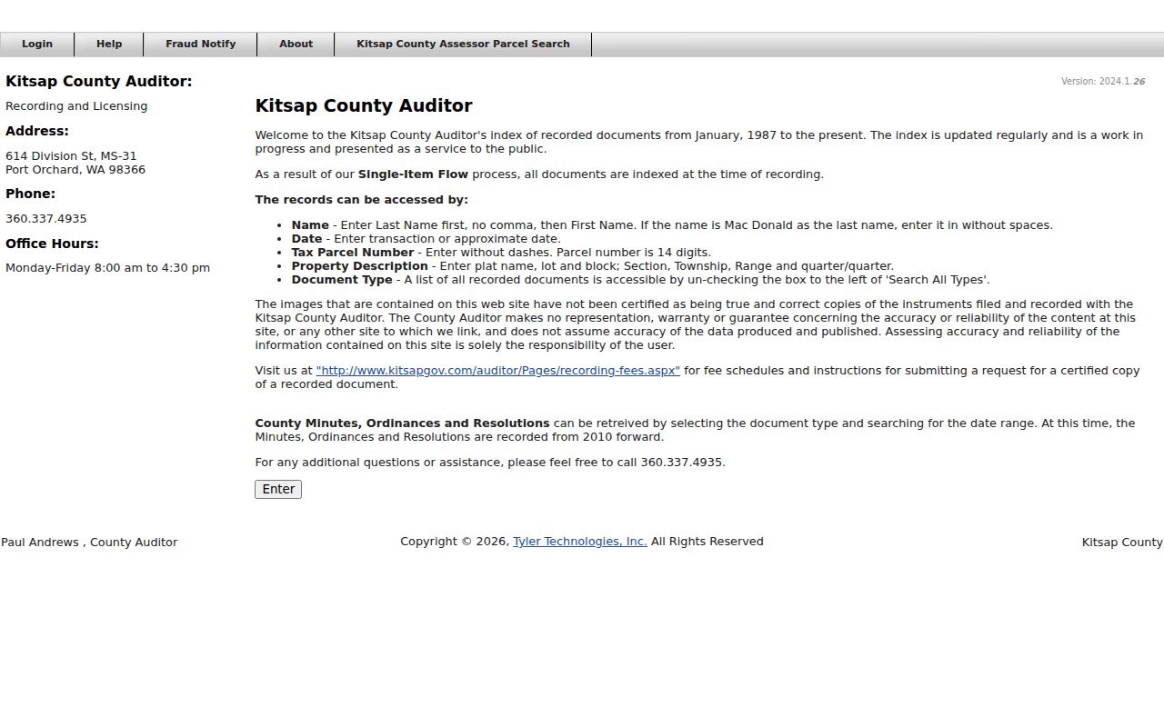 Bremerton people search in the Kitsap recorded document index