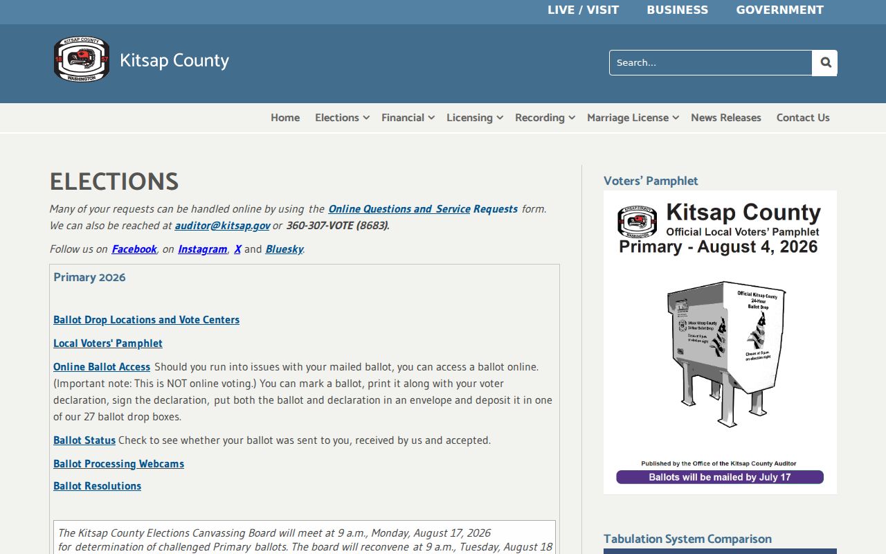 Bremerton voter registration records on Kitsap County Elections page
